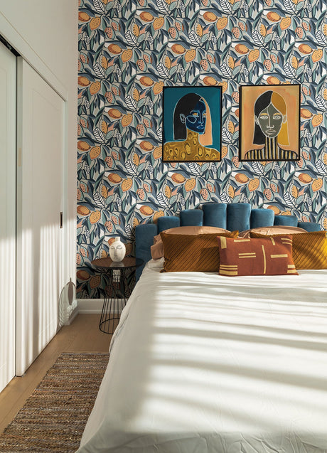 A-Street Prints 4014-26421 Meyer Teal Citrus Wallpaper