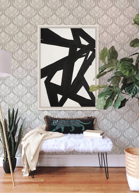 A-Street Prints 4014-26425 Palmier Grey Lotus Fan Wallpaper
