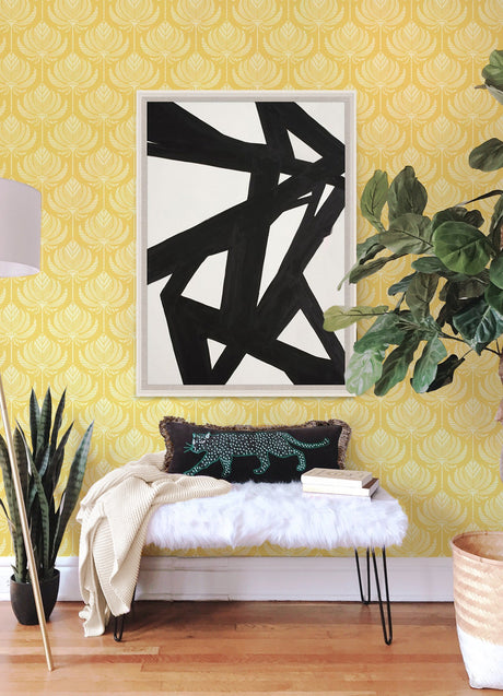 A-Street Prints 4014-26427 Palmier Yellow Lotus Fan Wallpaper