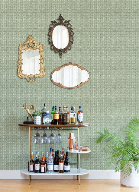 A-Street Prints 4014-26438 Zia Green Basketweave Wallpaper