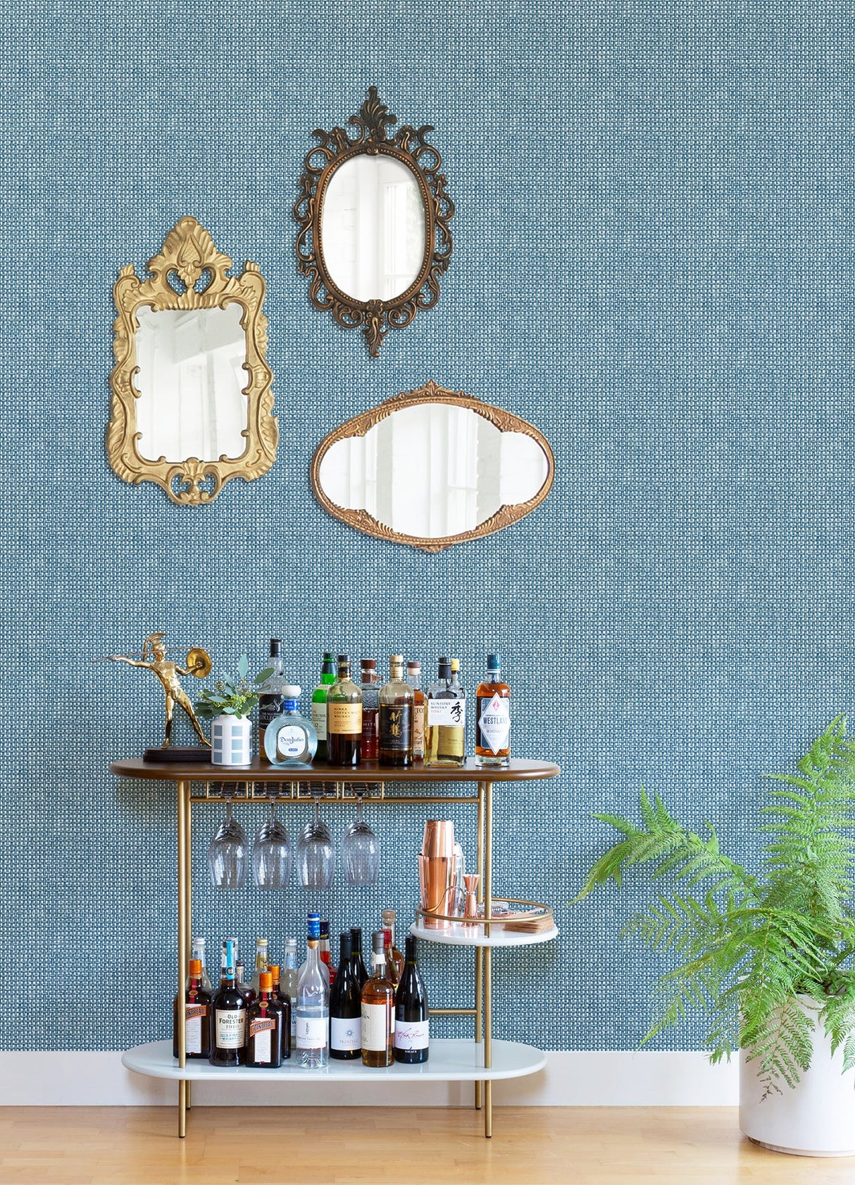A-Street Prints 4014-26442 Zia Blue Basketweave Wallpaper