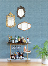 A-Street Prints 4014-26442 Zia Blue Basketweave Wallpaper