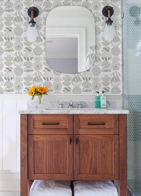 A-Street Prints 4014-26444 Mahe Light Grey Mod Geometric Wallpaper