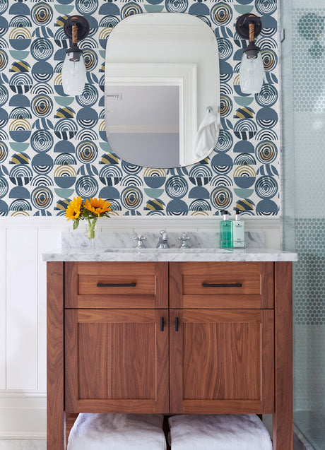 A-Street Prints 4014-26446 Mahe Blue Mod Geometric Wallpaper