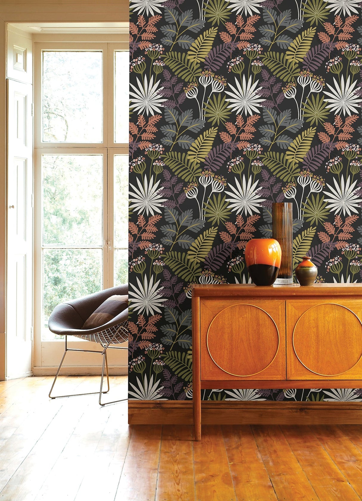 A-Street Prints 4014-26447 Praslin Black Botanical Wallpaper