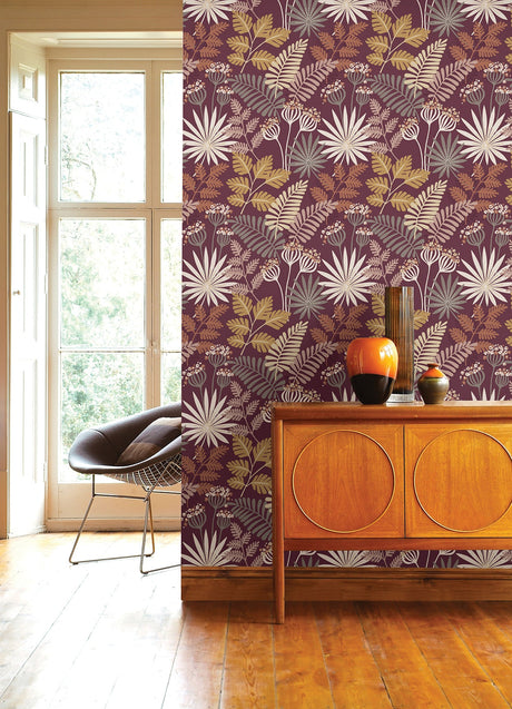 A-Street Prints 4014-26449 Praslin Merlot Botanical Wallpaper