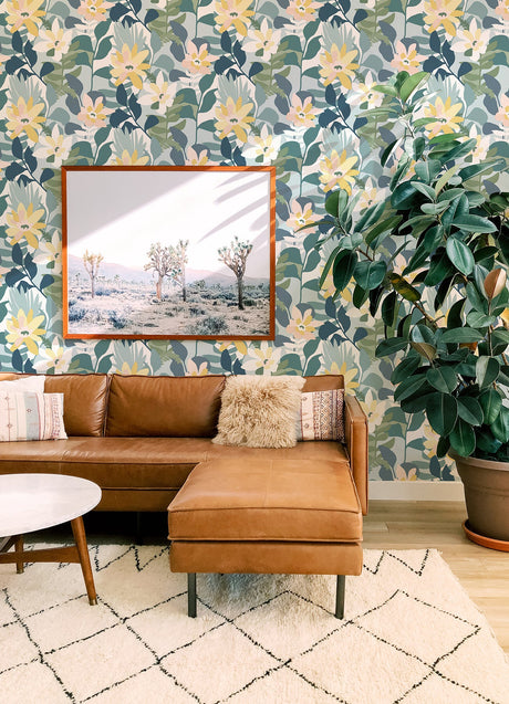 A-Street Prints 4014-26456 Koko Turquoise Floral Wallpaper