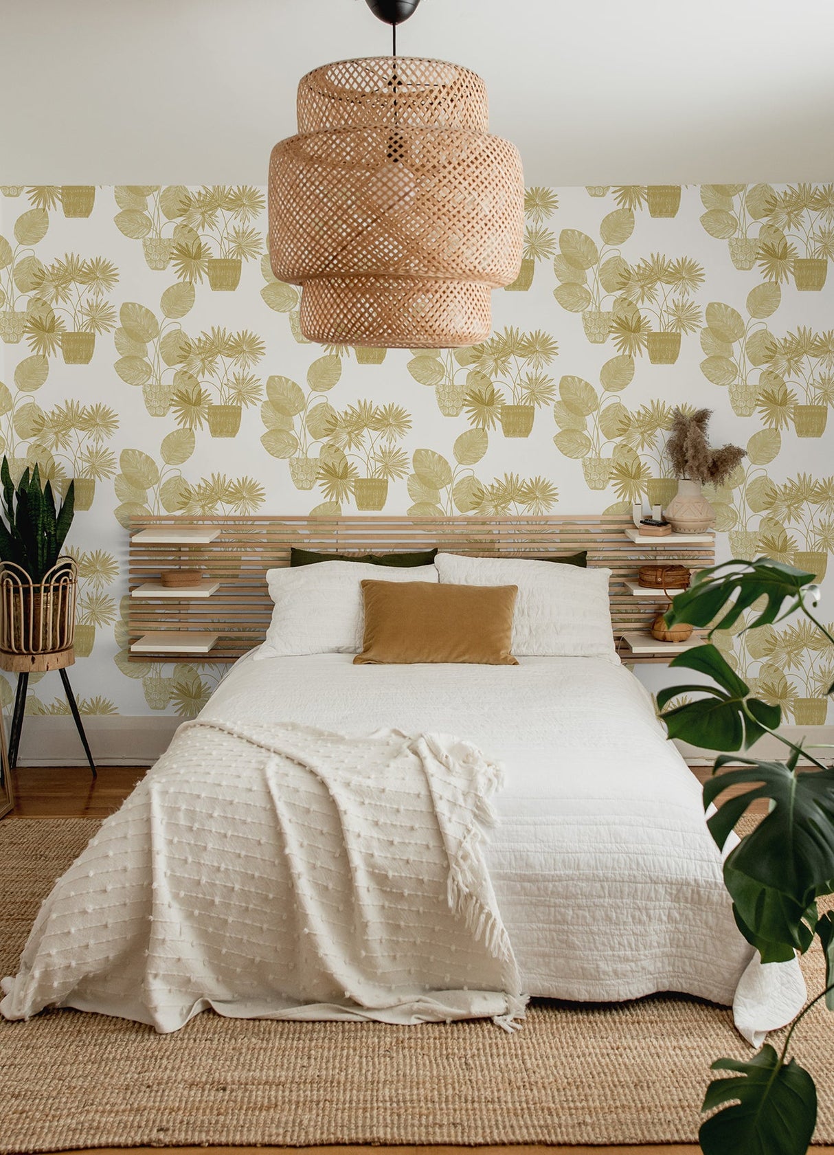 A-Street Prints 4014-87557 Aida Gold Potted Plant Wallpaper