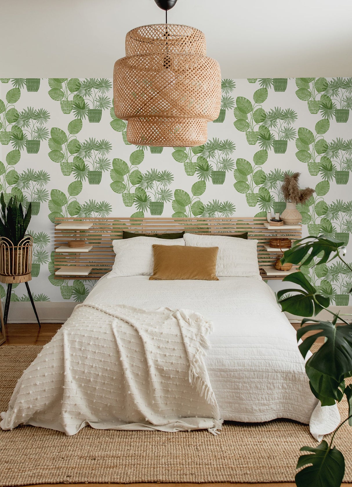 A-Street Prints 4014-87558 Aida Green Potted Plant Wallpaper