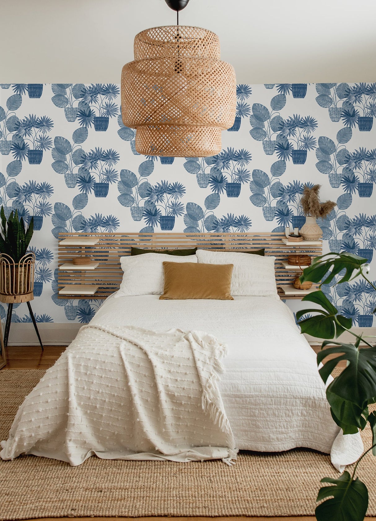 A-Street Prints 4014-87559 Aida Blue Potted Plant Wallpaper