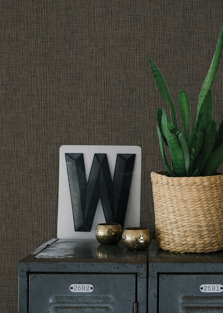 Advantage 4015-36976-8 Seaton Black Linen Texture Wallpaper