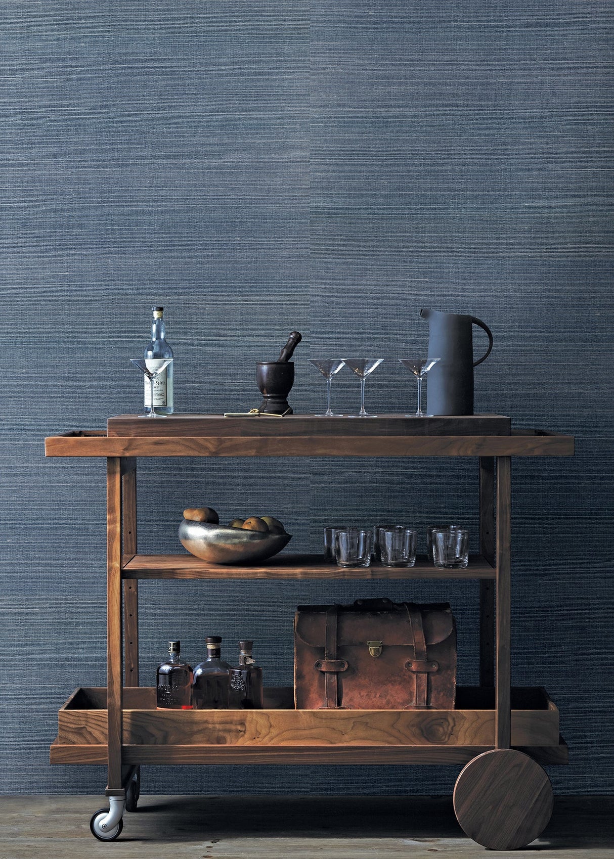 Advantage 4018-0003 Lamphu Blue Sisal Grasscloth Wallpaper