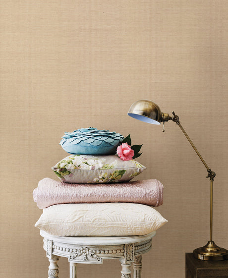 Eade’s Rhona Peach Solid Grasscloth Wallpaper Beige