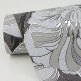 A-Street Prints 4019-86401 Selene Silver Mucha Floral Wallpaper