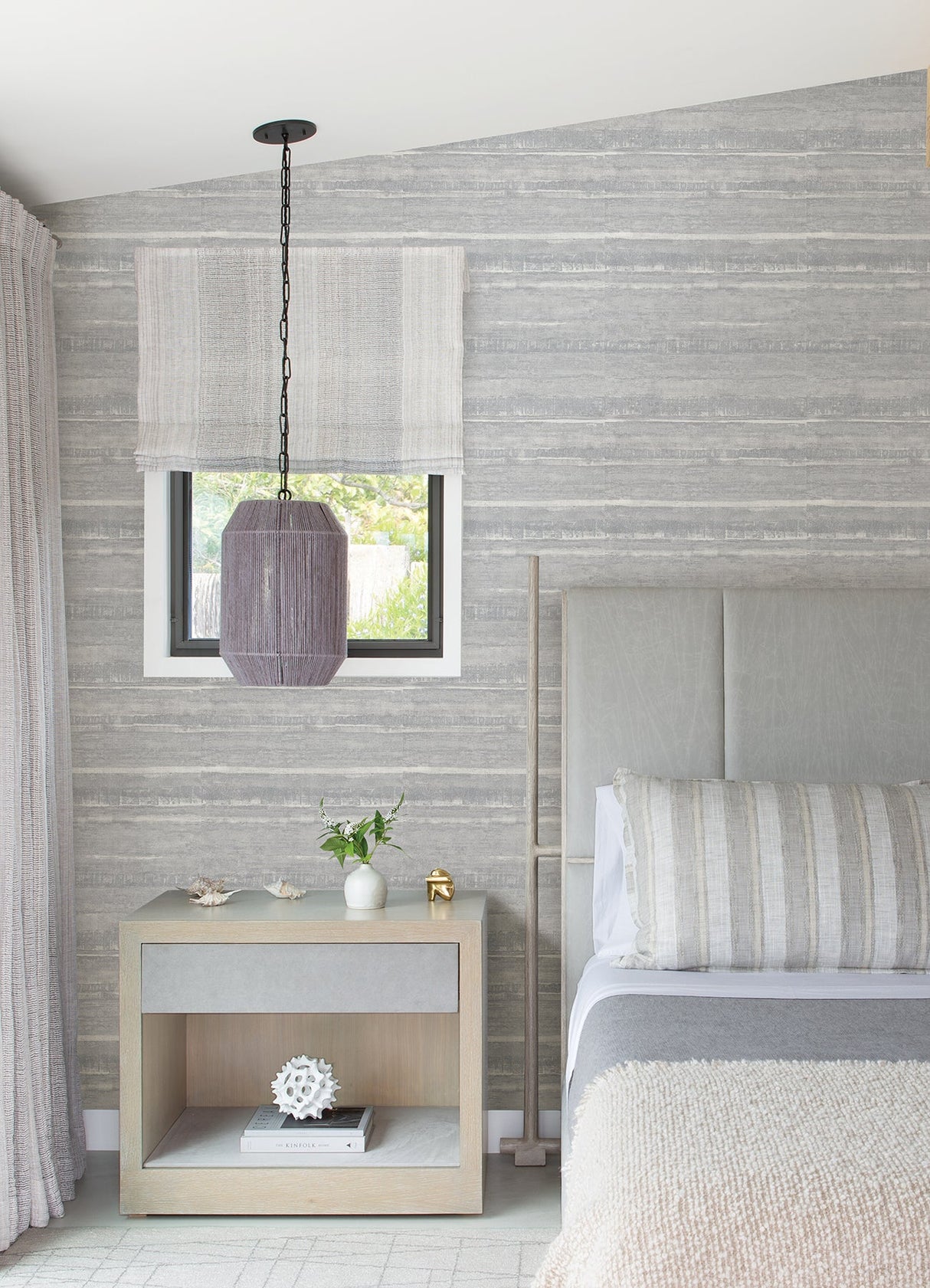 A-Street Prints 4019-86417 Rakasa Silver Distressed Stripe Wallpaper