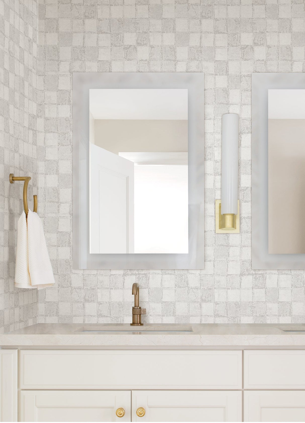 A-Street Prints 4019-86419 Varak Platinum Checkerboard Wallpaper