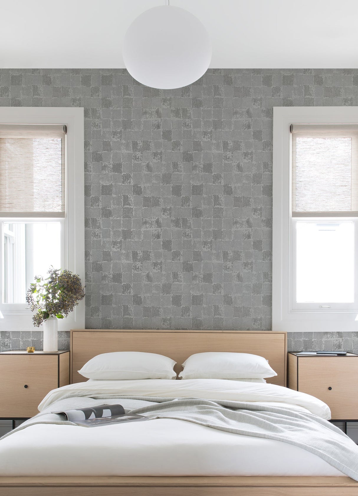 A-Street Prints 4019-86421 Varak Silver Checkerboard Wallpaper