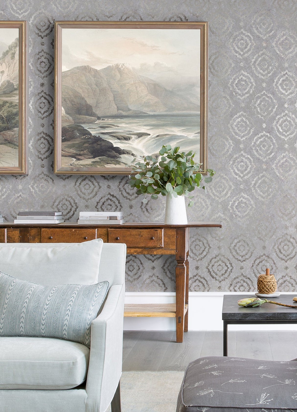 A-Street Prints 4019-86425 Uma Silver Star Medallion Wallpaper