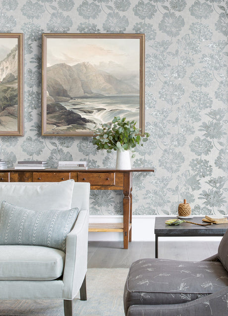 A-Street Prints 4019-86458 Kala Light Blue Floral Wallpaper