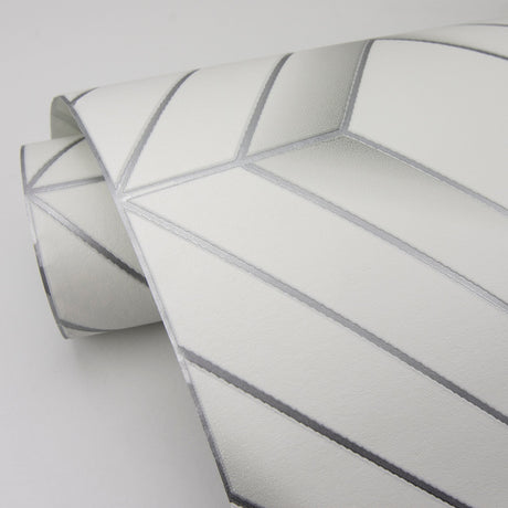 Advantage 4020-61400 Filmore White Diamond Panes Wallpaper