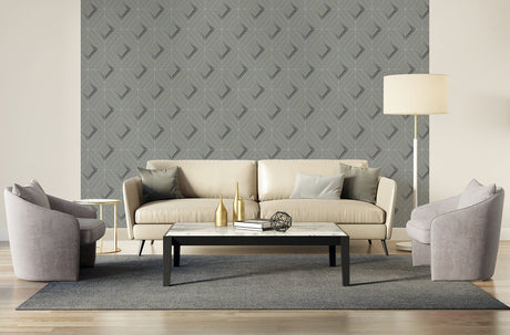 Advantage 4020-61409 Filmore Grey Diamond Panes Wallpaper