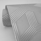 Advantage 4020-84209 Xander Grey Glam Geometric Wallpaper
