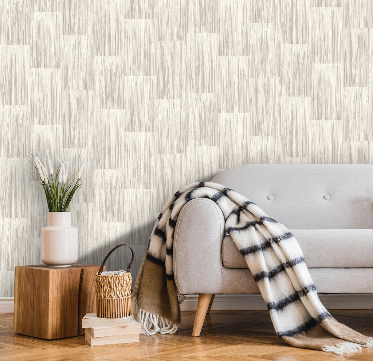 Advantage 4020-85707 Soren Taupe Striated Plank Wallpaper