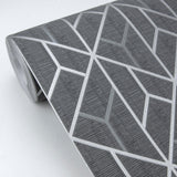 Advantage 4020-94009 Wilder Grey Geometric Trellis Wallpaper
