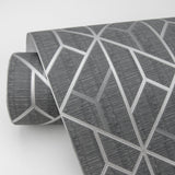 Advantage 4020-94009 Wilder Grey Geometric Trellis Wallpaper