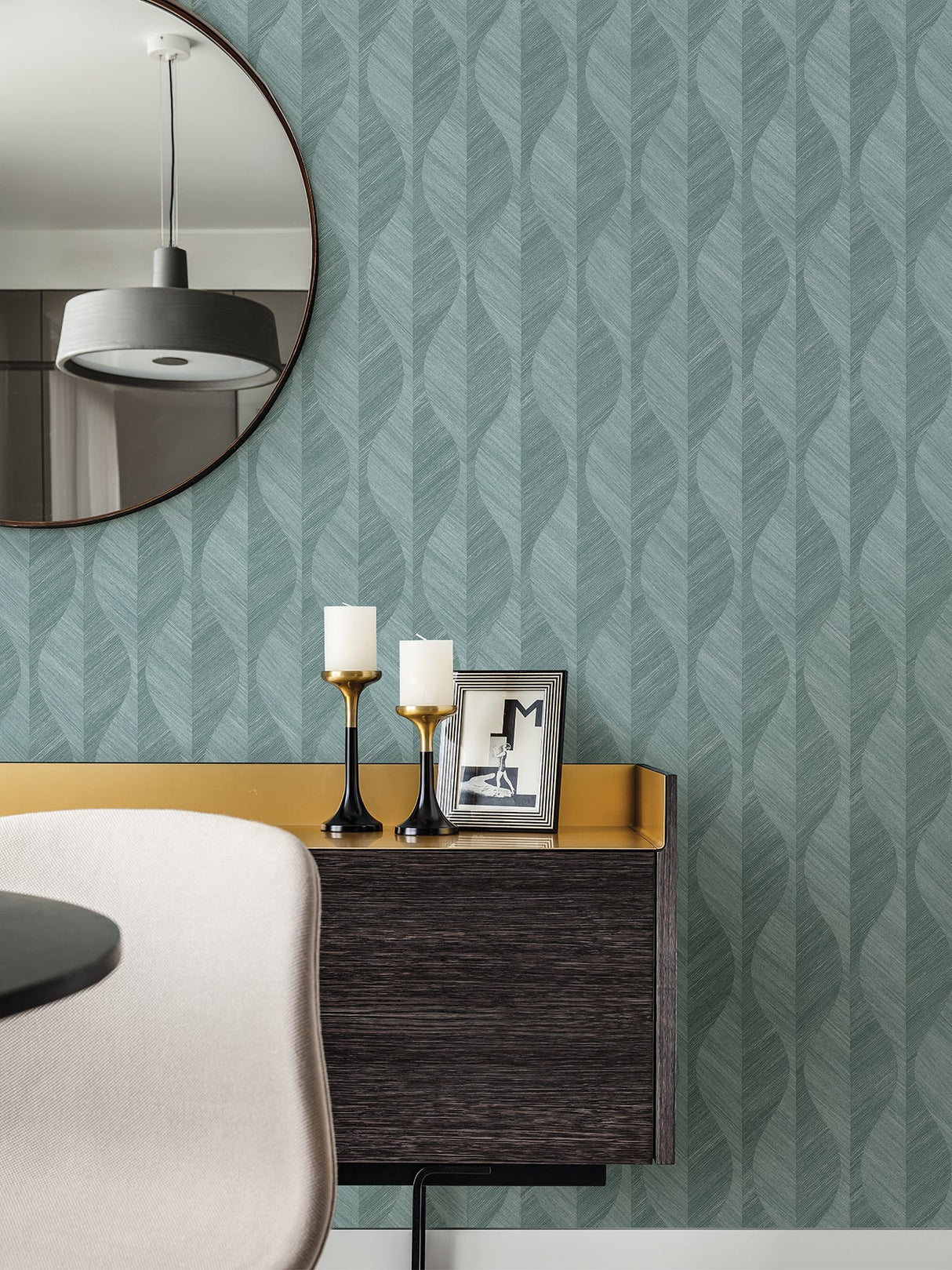 Advantage 4025-82505 Oresome Teal Ogee Wallpaper