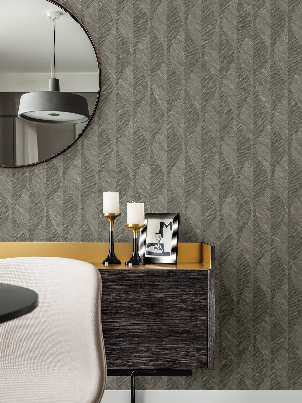 Advantage 4025-82509 Oresome Dark Grey Ogee Wallpaper