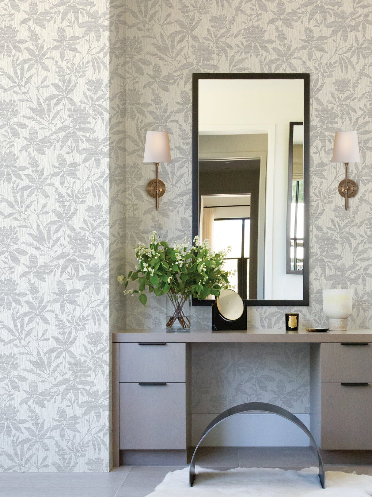 Advantage 4025-82530 Riemann Silver Floral Wallpaper