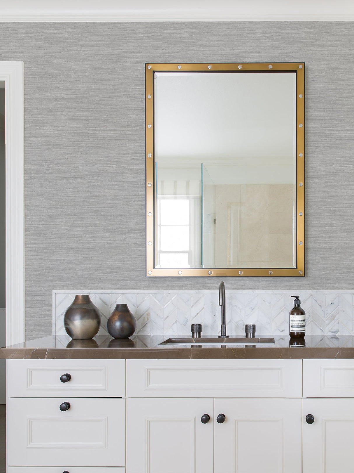 Advantage 4025-82532 Cantor Grey Faux Grasscloth Wallpaper