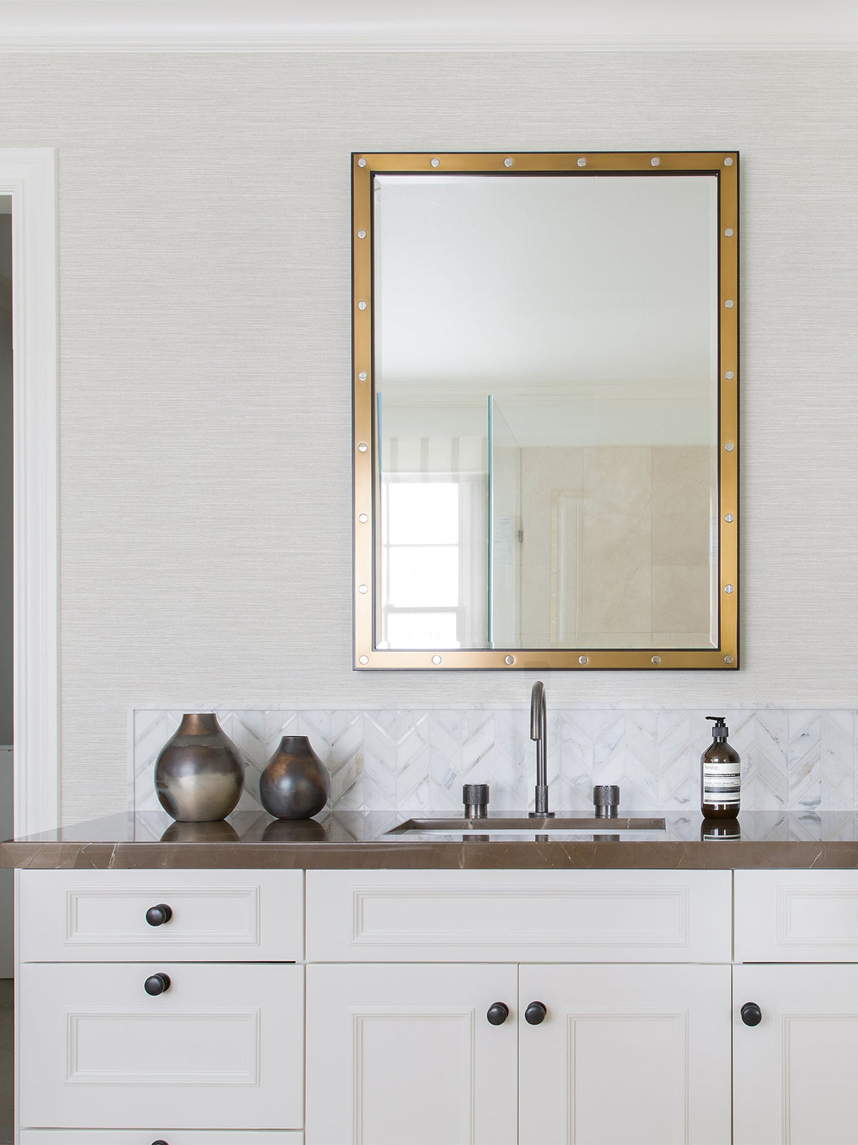 Advantage 4025-82534 Cantor Cream Faux Grasscloth Wallpaper