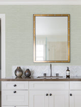 Advantage 4025-82536 Cantor Light Green Faux Grasscloth Wallpaper