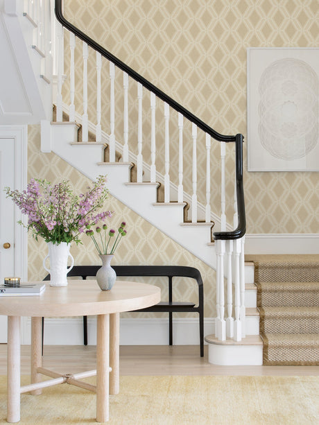 Advantage 4025-82539 Mersenne Beige Geometric Wallpaper