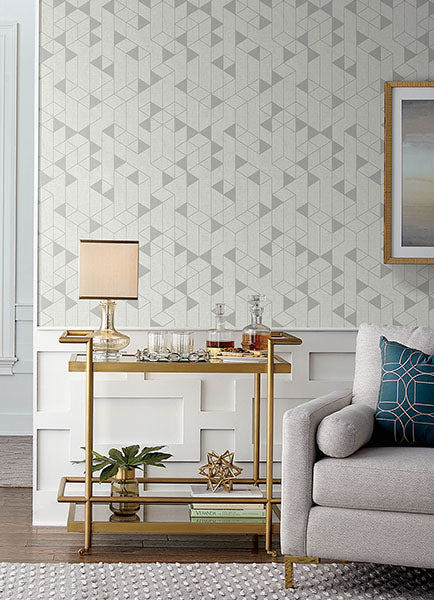 Eade’s Fairbank Silver Linen Geometric Wallpaper by Scott Li