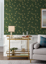 Eade’s Fairbank Evergreen Linen Geometric Wallpaper by Scott