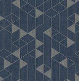Eade’s Fairbank Navy Linen Geometric Wallpaper by Scott Livi