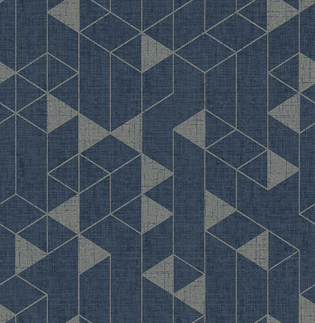 Eade’s Fairbank Navy Linen Geometric Wallpaper by Scott Livi