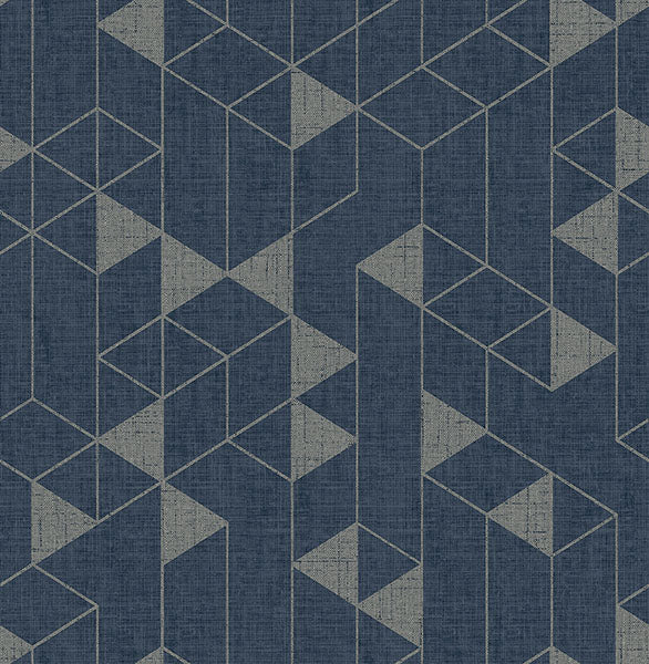 Eade’s Fairbank Navy Linen Geometric Wallpaper by Scott Livi