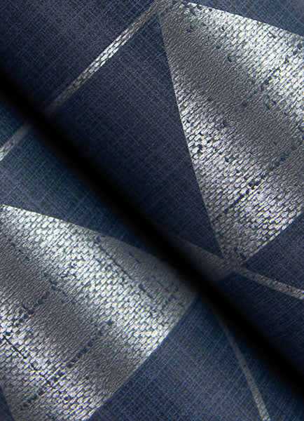 Eade’s Fairbank Navy Linen Geometric Wallpaper by Scott Livi