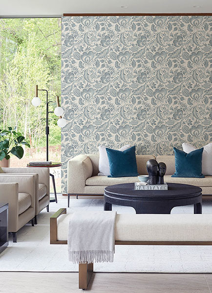 Eade’s Culver Slate Jacobean Wallpaper by Scott Living Slate
