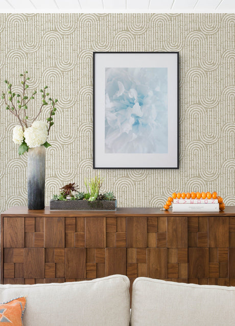 A-Street Prints 4034-26786 Trippet Light Brown Zen Waves Wallpaper by Scott Living