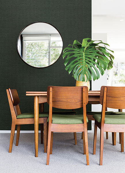 Eade’s Colcord Dark Green Sisal Grasscloth Wallpaper by Scot