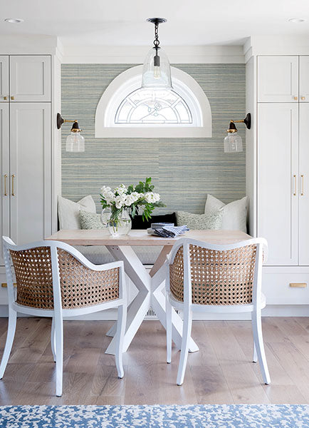 Eade’s Kenter Aqua Sisal Grasscloth Wallpaper by Scott Livin