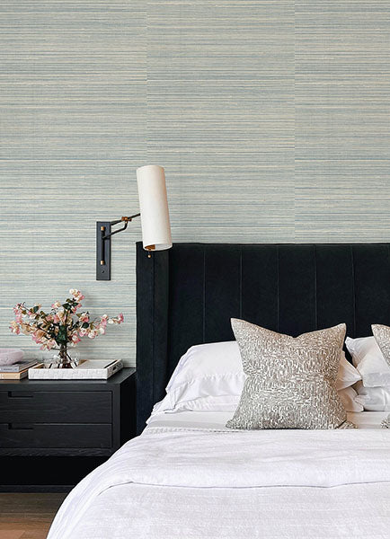 Eade’s Kenter Aqua Sisal Grasscloth Wallpaper by Scott Livin