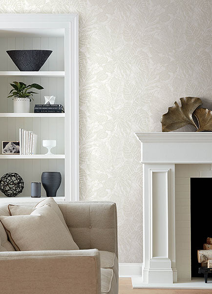 Eade’s Brentwood Bone Palm Leaves Wallpaper by Scott Living 