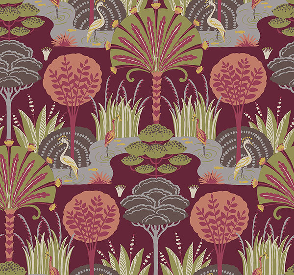 Eade’s Mandeville Raspberry Tropical Paradise Wallpaper by S