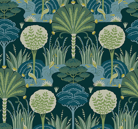 Eade’s Mandeville Teal Tropical Paradise Wallpaper by Scott 